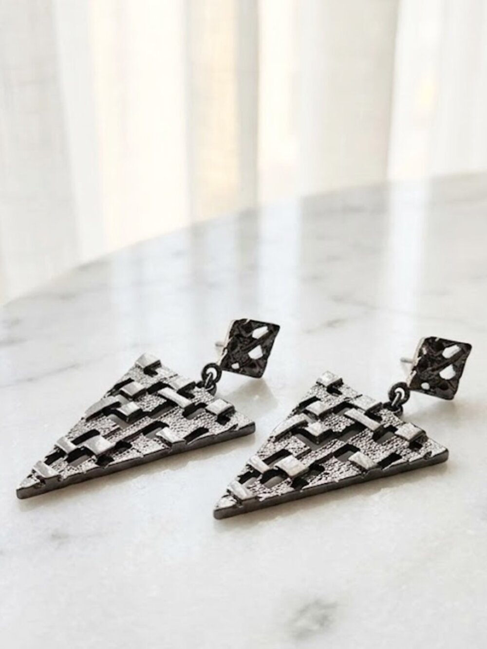 Black Triangular Dangle Earrings